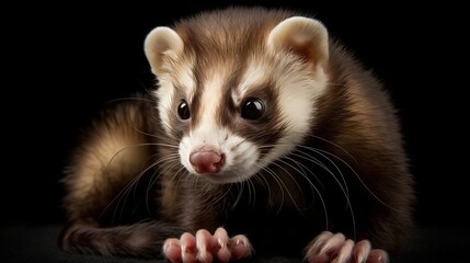 Obraz premium Furry and playful ferret. AI generated