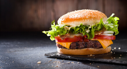 Hamburger fresco e gustoso