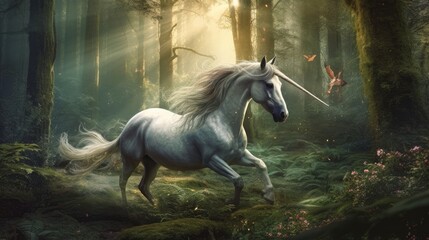 Obraz na płótnie Canvas Mythical and magical unicorn. AI generated