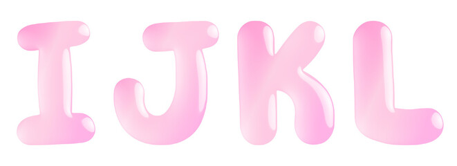 Candy glossy letters pink I, J, K, L