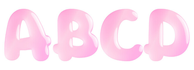 Candy glossy letters pink A, B, C, D
