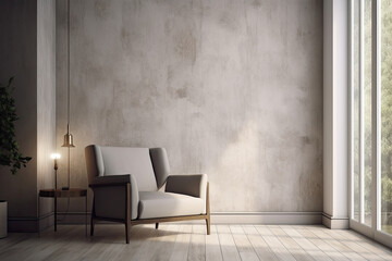 Modern interior with mockup background wall and beautiful decoration. Generative AI