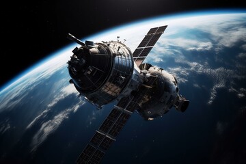 Obraz na płótnie Canvas An artificial satellite orbiting in space. Generative AI