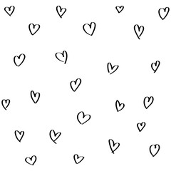 Hearts background. Abstract love symbol. Continuous line art drawing vector illustration