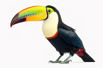 Fototapeta premium Image of toucan on a white background. Bird. Wild Animals. illustration. Generative AI.