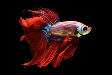 Fototapeta premium Image of betta fish with beautiful tail. Pet. Animal. Fish. Generative ai.