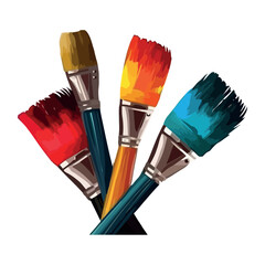 Multi colored paintbrushes create designs