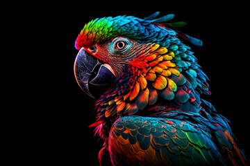 Obraz premium Image of colorful parrot. Pet. Animal. Bird. Illustration. Generative AI.