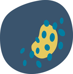 Abstract organic textured dusty blue and yellow shapes with blue spots