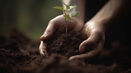 Growing a Sustainable Future: Green Sprout in Hand. Generative AI 