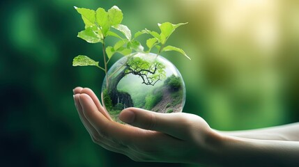 Green Landscape in Hands:  Ecological Future. Generative AI