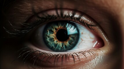 Obraz premium Detailed human eye up very close. Generative AI