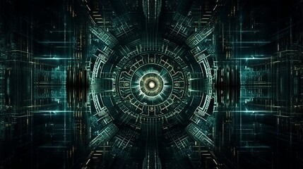 Obraz premium Matrix fractal realms abstraction. Generative AI