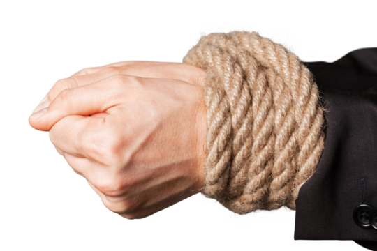 Human hands with tied hands. Crime concept - Powered by Adobe