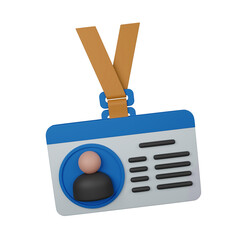 Identification name tag or ID Badge with lanyard 3D rendering icon isolated