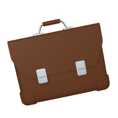 Brown suitcase bag 3D rendering icon isolated, perfect for business presentation
