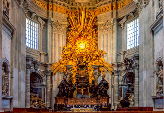 Vatican - October 2022: Saint Peter's Chair in St. Peter's basilica in Vatican