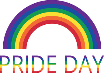 Icono del día del orgullo gay con la bandera en forma de arco iris. Vista de frente y de cerca. Vector - obrazy, fototapety, plakaty