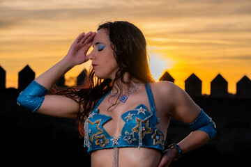 Portrait of a Middle Eastern Dancer at Sunset