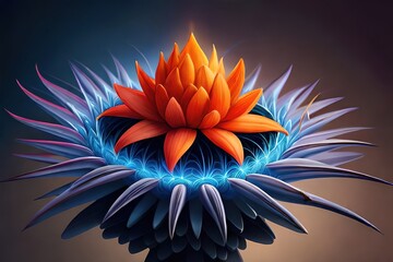 abstract red and blue flower background, generative ai