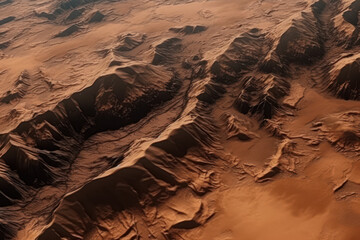 Fototapeta na wymiar Aerial top view of the Mars surface, created with Generative AI technology