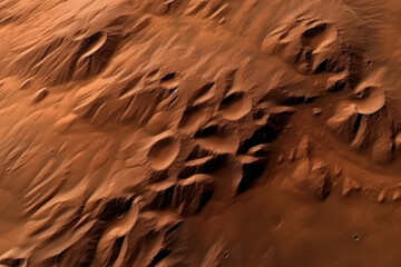 Fototapeta na wymiar Aerial top view of the Mars surface, created with Generative AI technology