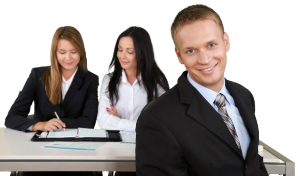 Happy Businessman with Colleagues in the Background - Isolated