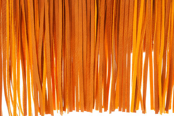 Close up of fringe, Stylish leather shoulder Fringe bag 
