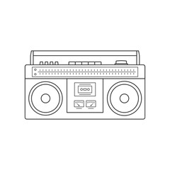 minimalist retro white boombox tape recorder cassette player icon retro vintage music 90s 80s memories nostalgia