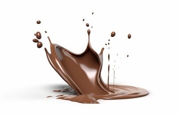 chocolate milk splash 3d on a white background generative AI - obrazy, fototapety, plakaty