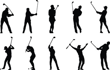 silhouette of a Golf swings collection with silhouette