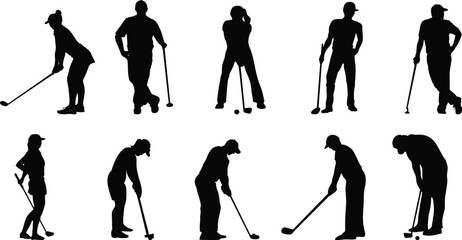 silhouettes of Golf swing silhouette collection