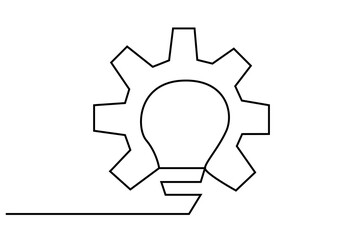 new idea lamp bulb gear technical industry line icon design