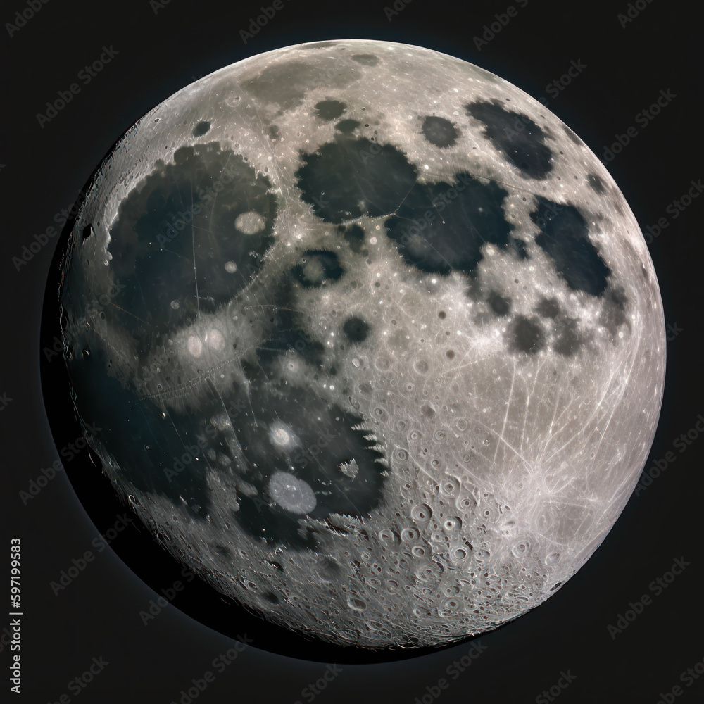 Canvas Prints a view of the moon, created with generative ai technology