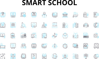 Smart school linear icons set. Innovation, Technology, Efficiency, Advancement, Integration, Learning, Progress vector symbols and line concept signs. Digitalization,Synergy,Creativity illustration