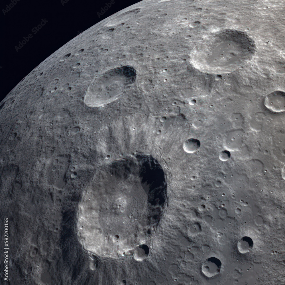 Wall mural a view of the moon surface, created with generative ai technology