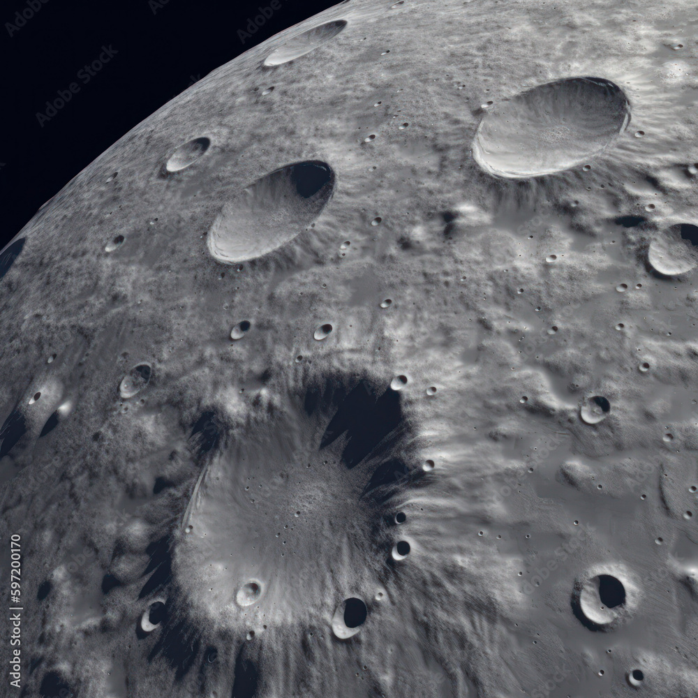 Wall mural a view of the moon surface, created with generative ai technology