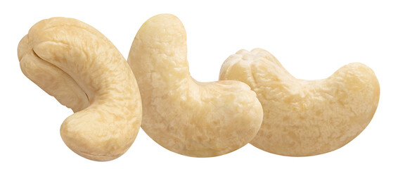 Three delicious cashew nuts cut out