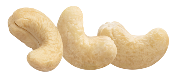 Three delicious cashew nuts cut out