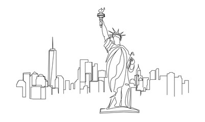 america new york city statue of liberty line simple minimalist art concept © Ali