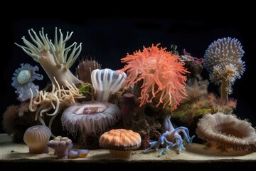 diversity of cnidarians in a marine environment, showcasing the variety and beauty of this class, created with generative ai
