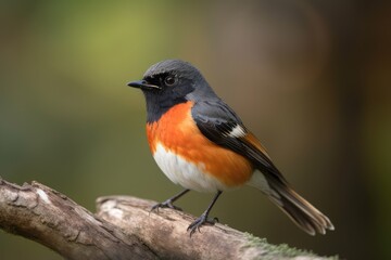 male redstart bird perched on tree branch, with its vibrant plumage in full view, created with generative ai