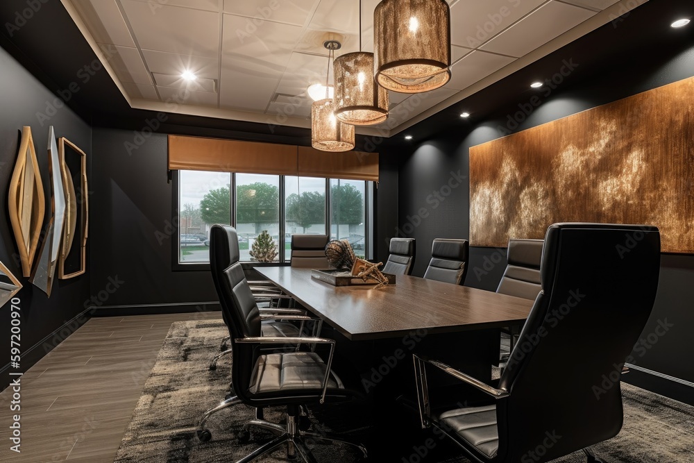 Canvas Prints upscale corporate meeting rooms with stylish decor and custom furniture, created with generative ai