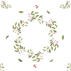 Wreath. Floral frame with green leaves. Vector invitation design. Leaves set. Background to save the date. Greeting card. Vector.