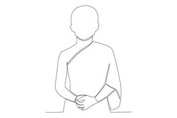 A monk stands with his arms folded. Monk one-line drawing