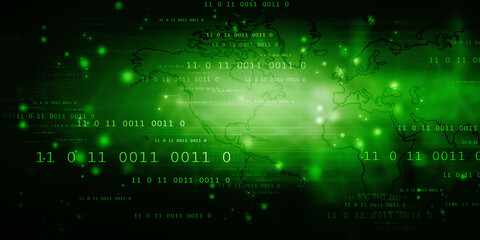 2d illustration abstract digital binary data on computer screen