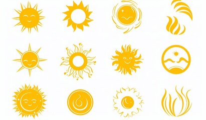 Glowing Sun Vector Icons