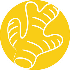 ginger in yellow circle button illustration