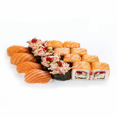 delicious sushi from the chef on a white background
