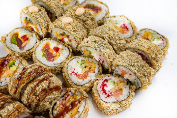 delicious sushi from the chef on a white background
